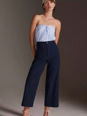 Women’s Navy Colette Wide-Leg High-Rise Pants